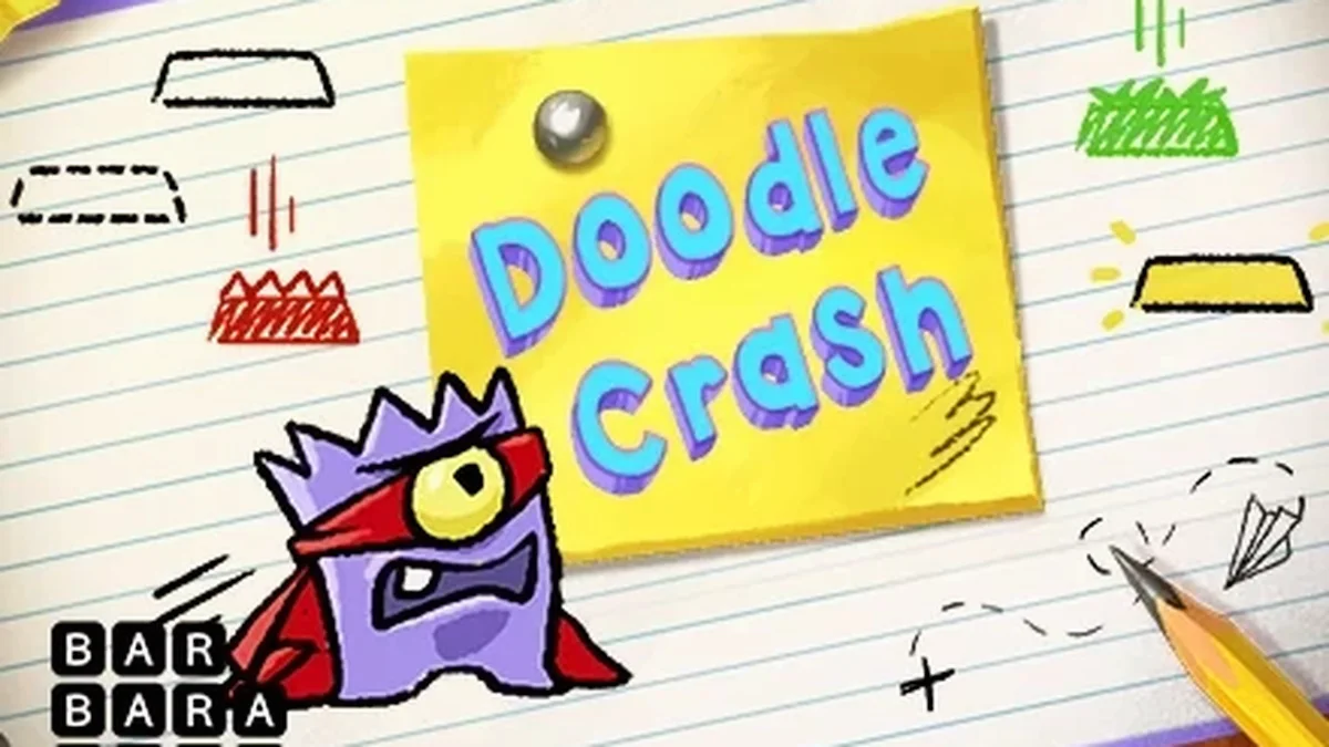 Interface do jogo Doodle Crash com elementos visuais de estilo doodle
