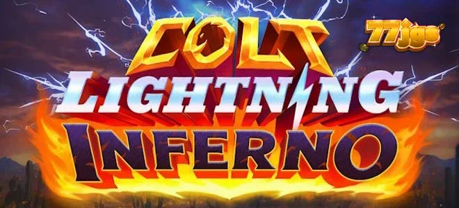 Cena vibrante de Colt Lightning Inferno com elementos de fogo e eletricidade